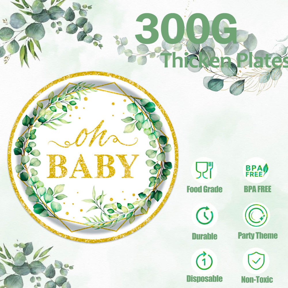 OUNIY Sage Greenery napkins provide cohesive greenery styling for your table