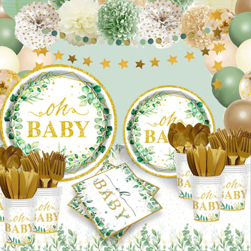 OUNIY Sage Greenery 7-inch dessert plates add style while simplifying cleanup