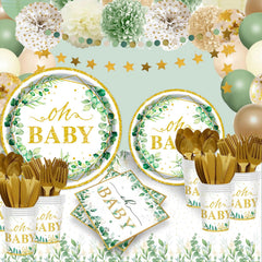 OUNIY Sage Greenery 7-inch dessert plates add style while simplifying cleanup