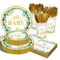 OUNIY Sage Greenery 9-inch dinner plates for easy, mess-free party serving