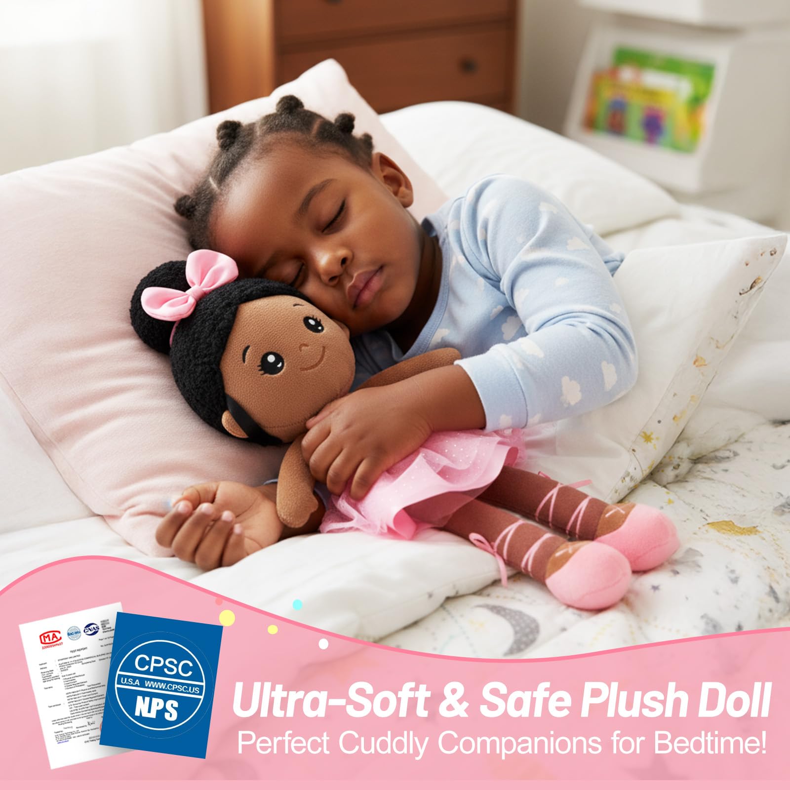 OUOZZZ 13-inch soft baby doll side view; travel-friendly companion for little explorers