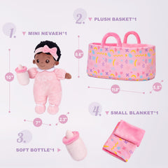 OUOZZZ baby doll bassinet provides a safe, cozy scene for pretend play.