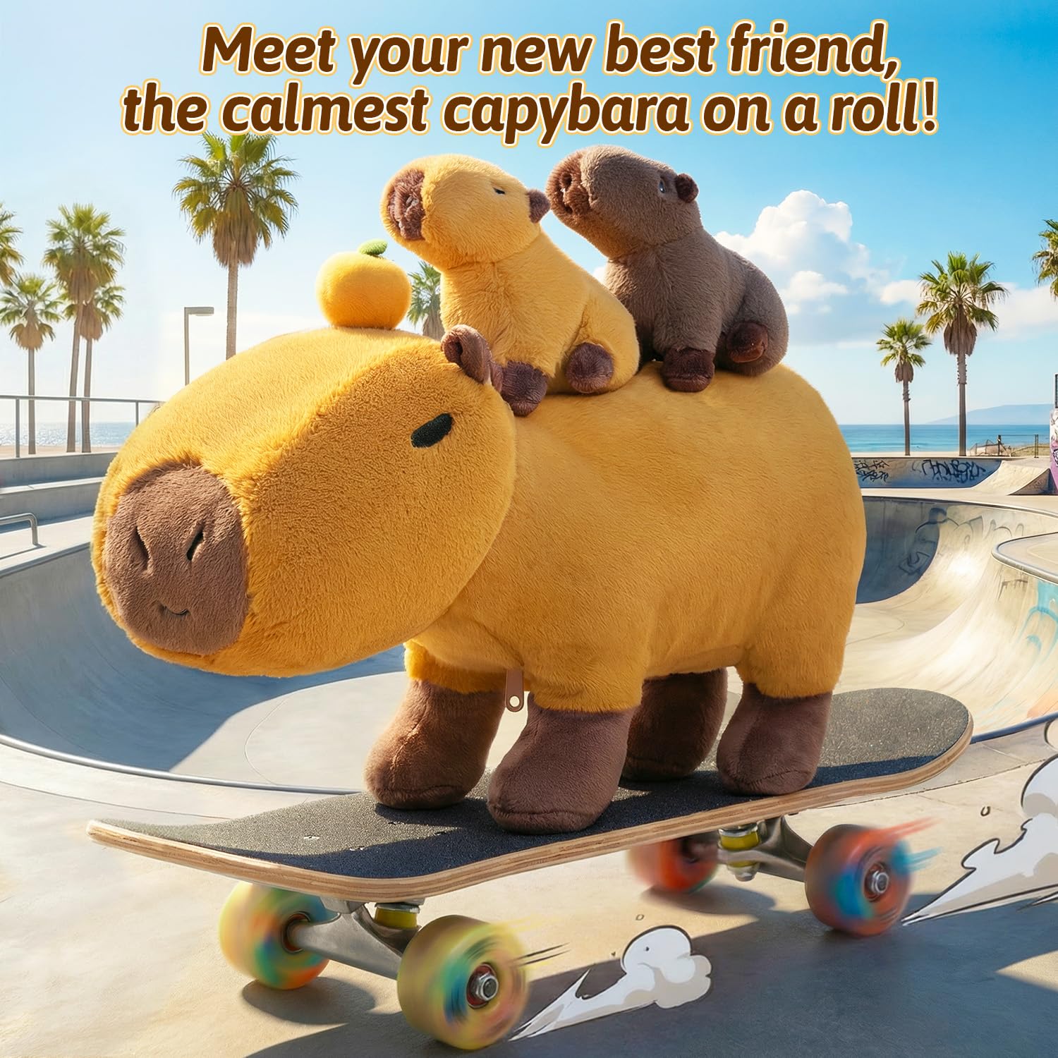 OUOZZZ capybara plush belly unzip reveals four colorful babies for interactive pretend play.