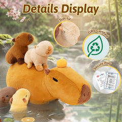 OUOZZZ capybara plush mommy onsen-inspired head detail with tangerine accent for charm.
