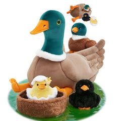 OUOZZZ mama duck plush with zipper reveal for imaginative play.