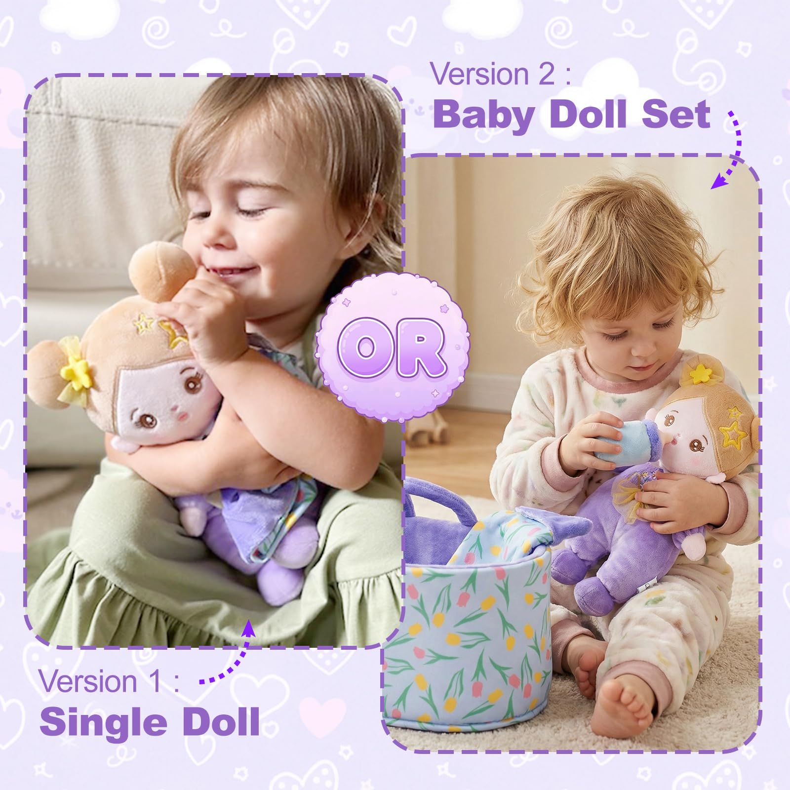 OUOZZZ gift-ready daisy purple doll packaging ideal for occasions.
