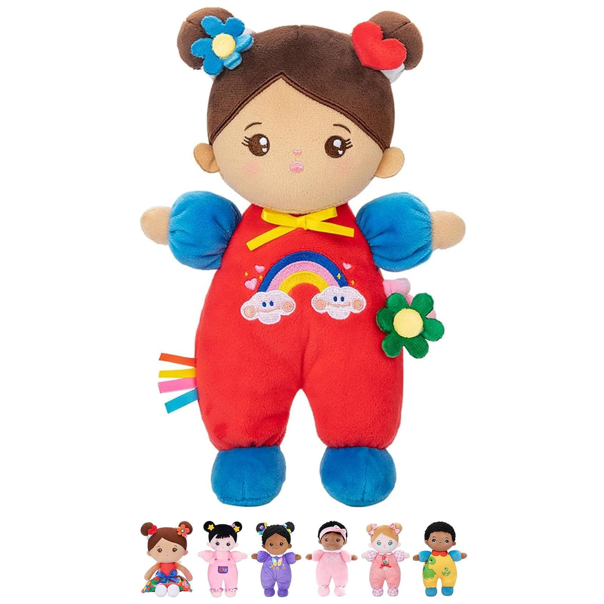OUOZZZ soft baby doll 10 inch full view, ideal cuddle companion for toddlers.