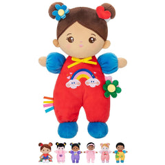 OUOZZZ soft baby doll 10 inch full view, ideal cuddle companion for toddlers.