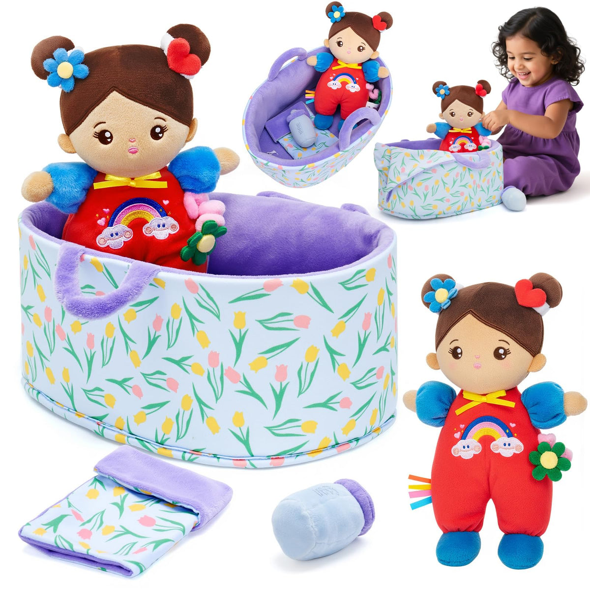 OUOZZZ soft baby doll 10-inch for comforting hugs.