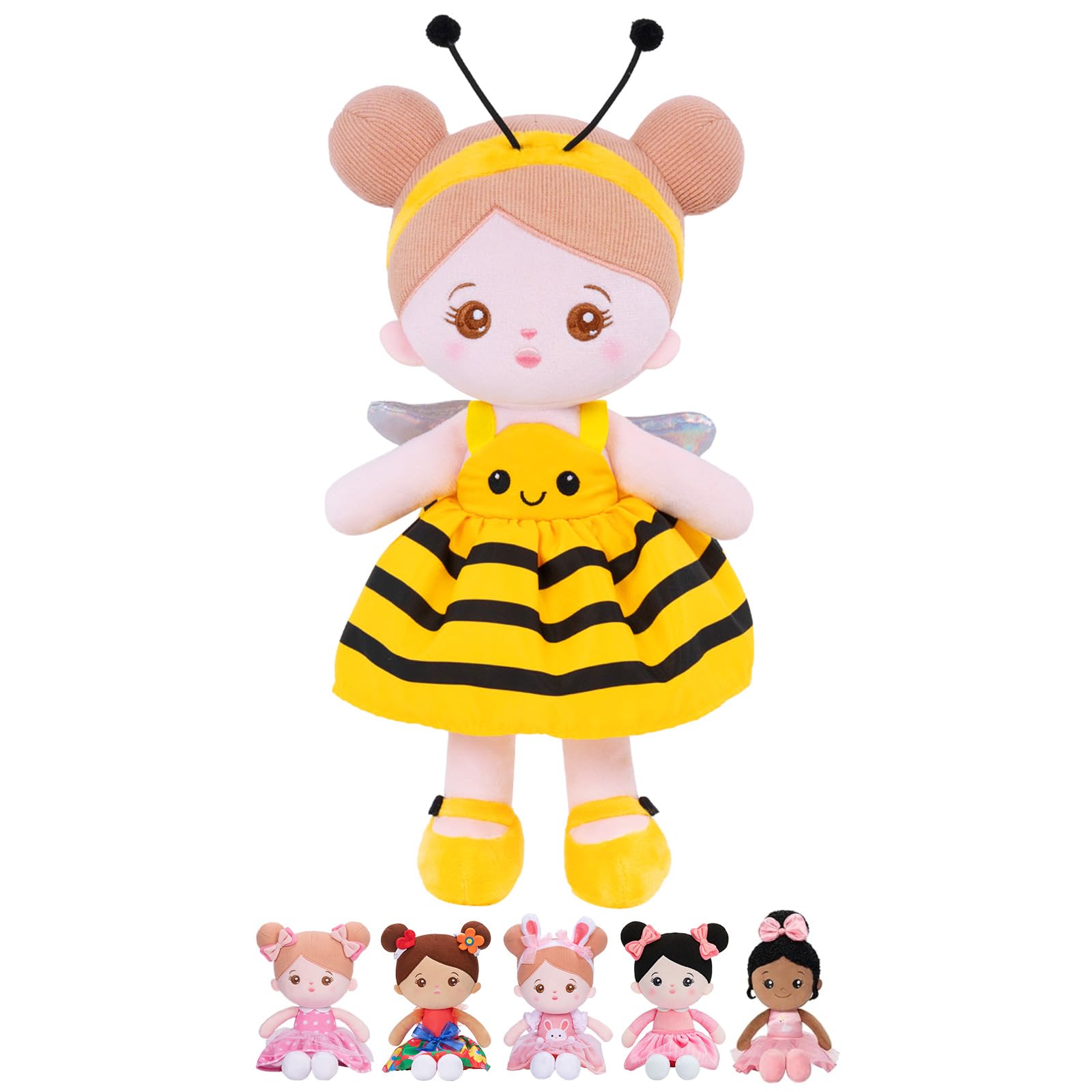 OUOZZZ soft baby doll in yellow bee dress ready for cuddles and imaginative play