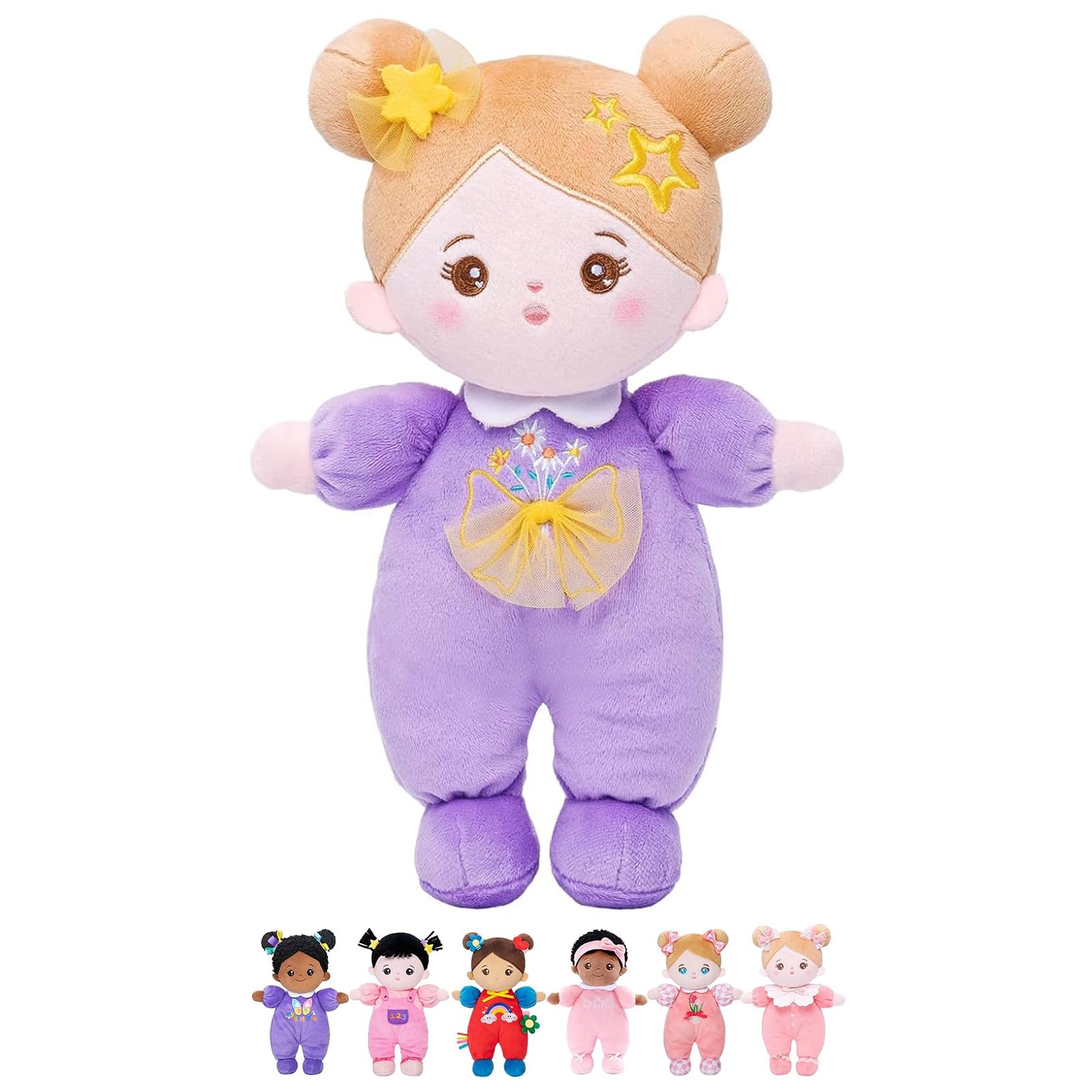 OUOZZZ soft baby doll daisy purple 10in cuddly companion for toddlers.