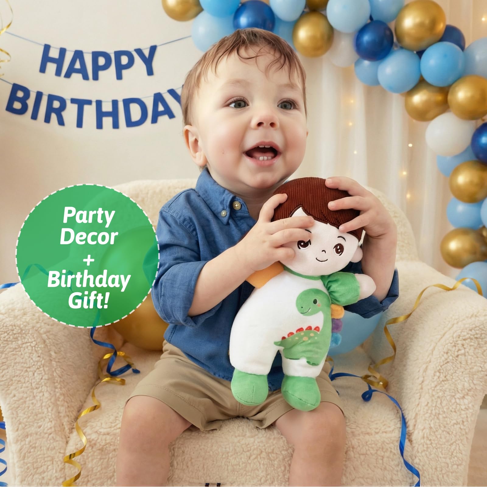 OUOZZZ soft boy doll with child cuddling for bedtime security