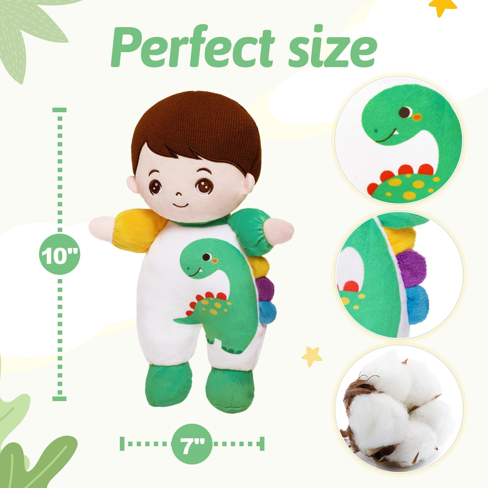 OUOZZZ soft boy doll closeup shows fabric detail and skin safe materials