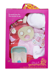Cucumber slices add a refreshing spa touch for dolls