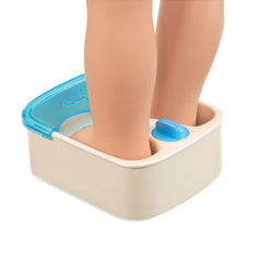 Foot spa massage tub included for relaxing doll foot treatment scenes