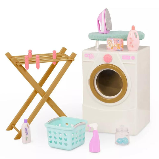 Our Generation laundry washer spins for realistic doll play with 18-inch dolls