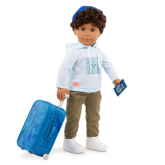 Our Generation Milo 45cm doll with rolling luggage ready for pretend travel
