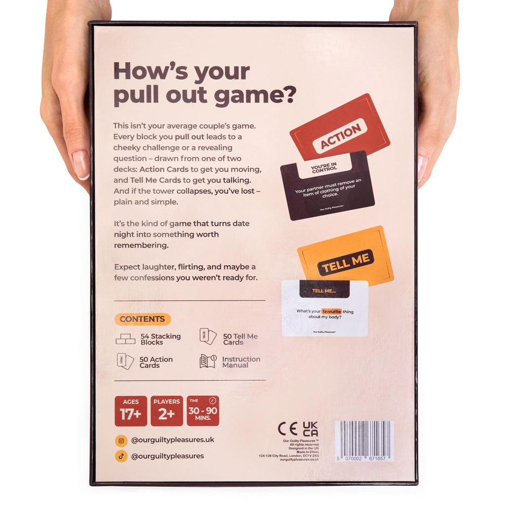 Our Guilty Pleasures Pull Out Game durable packaging keeps storage neat.