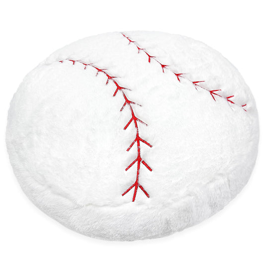 OurHonor baseball plush front view showing fluffy texture ideal for cuddling.