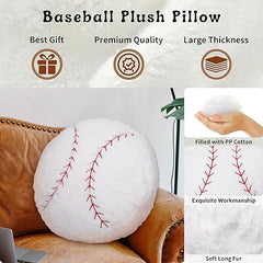 OurHonor baseball plush full-size on bed demonstrates room-friendly decor and comfort.