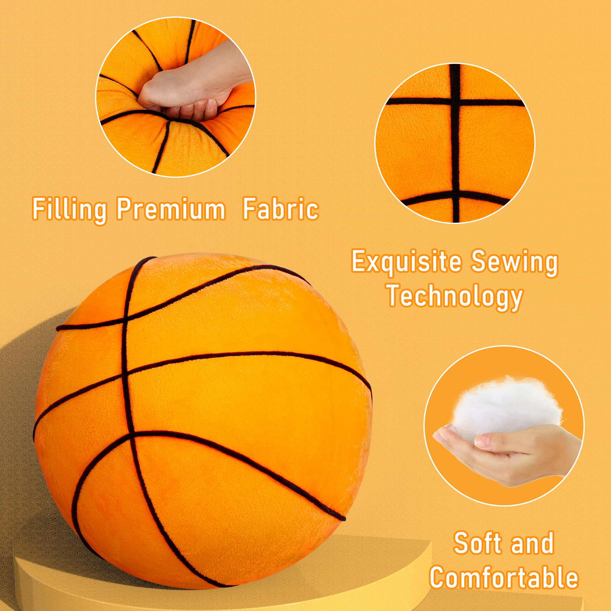 OurHonor basketball pillow angled shot showcases realistic ball design
