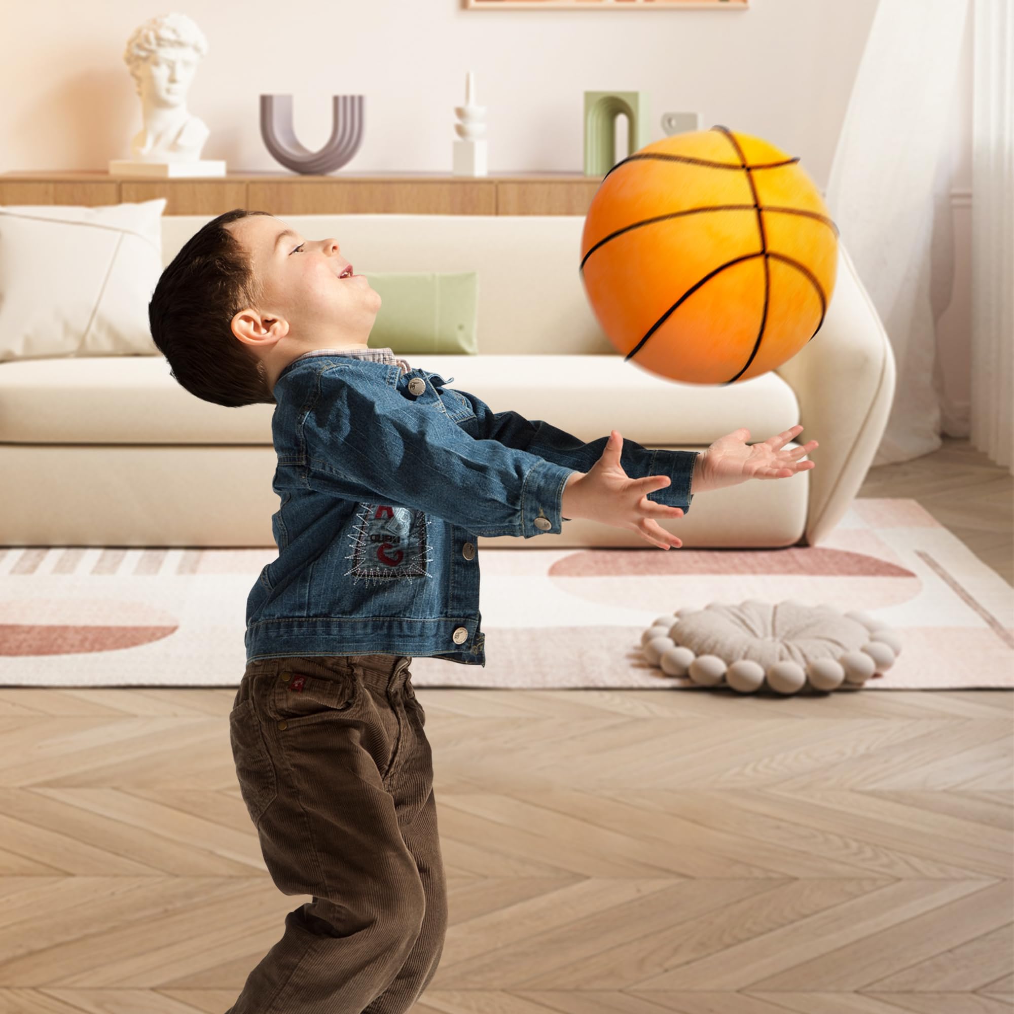 OurHonor basketball pillow in a cozy bedroom setup
