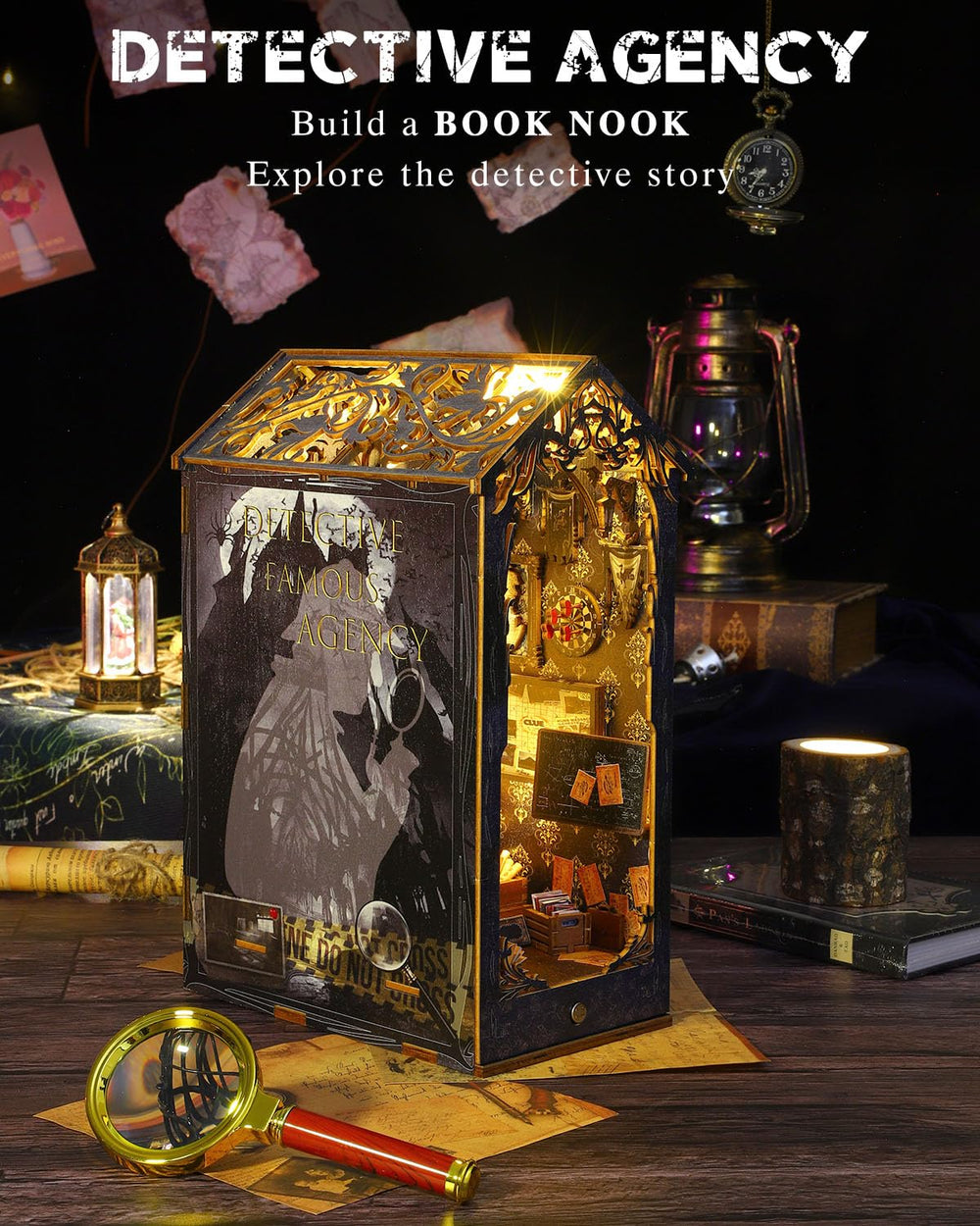 OurMiao Book Nook Kit: sensor LED light activates as you pass creating mood lighting.
