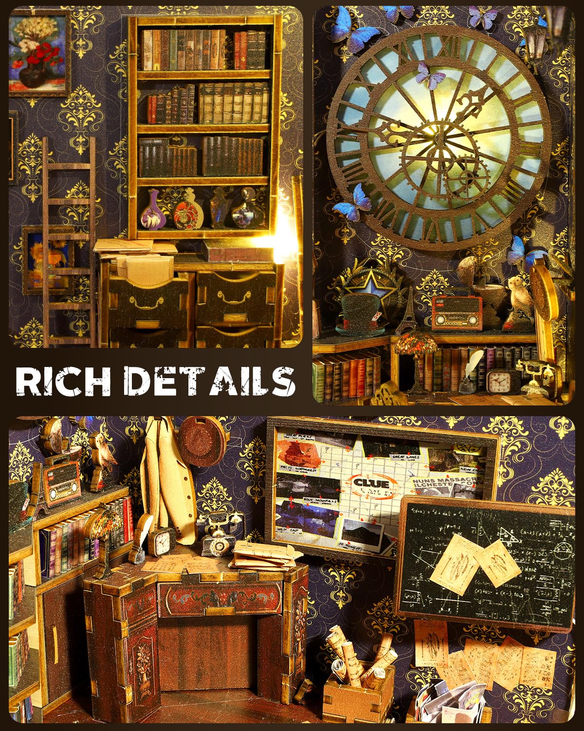 OurMiao Book Nook Kit: wooden model with rich scenes to spark imagination in reading corners.