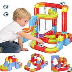 OURSHE electric 2 trains set tracks — durable, kid-friendly design for endless imaginative racing.