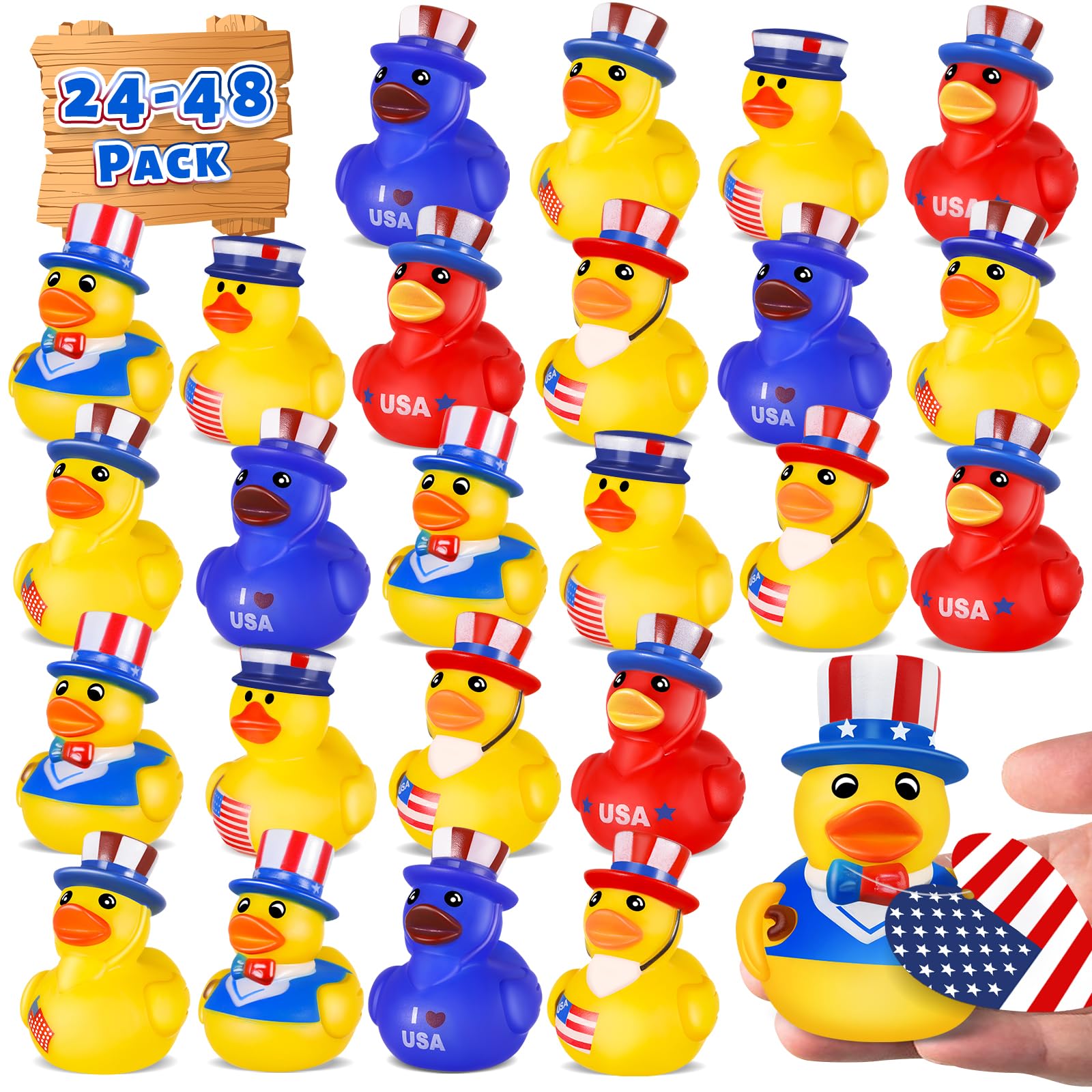 Ouryec patriotic rubber ducks bulk pack for festive Independence Day decor
