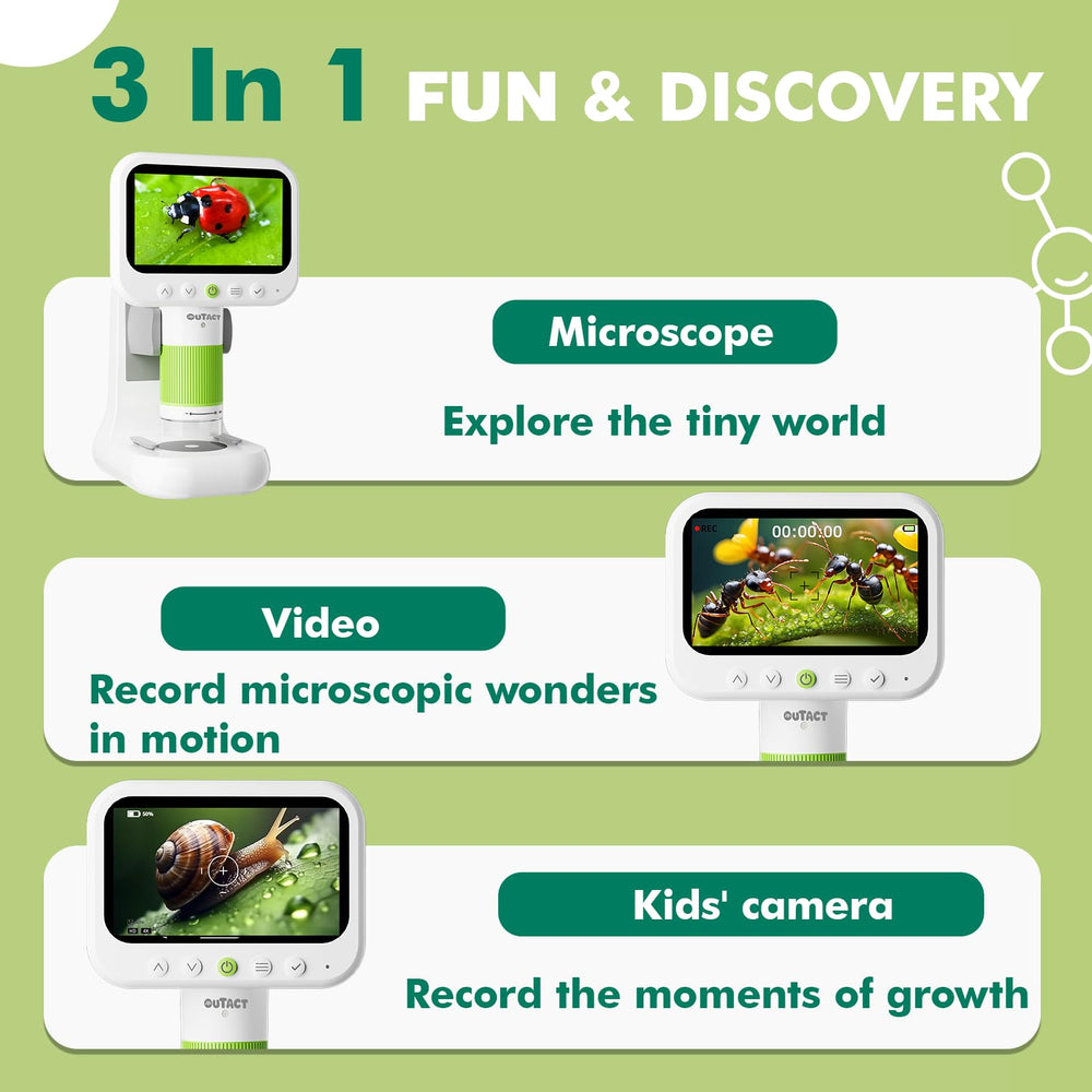 OUTACT 1000X handheld microscope design for on-the-go exploration.