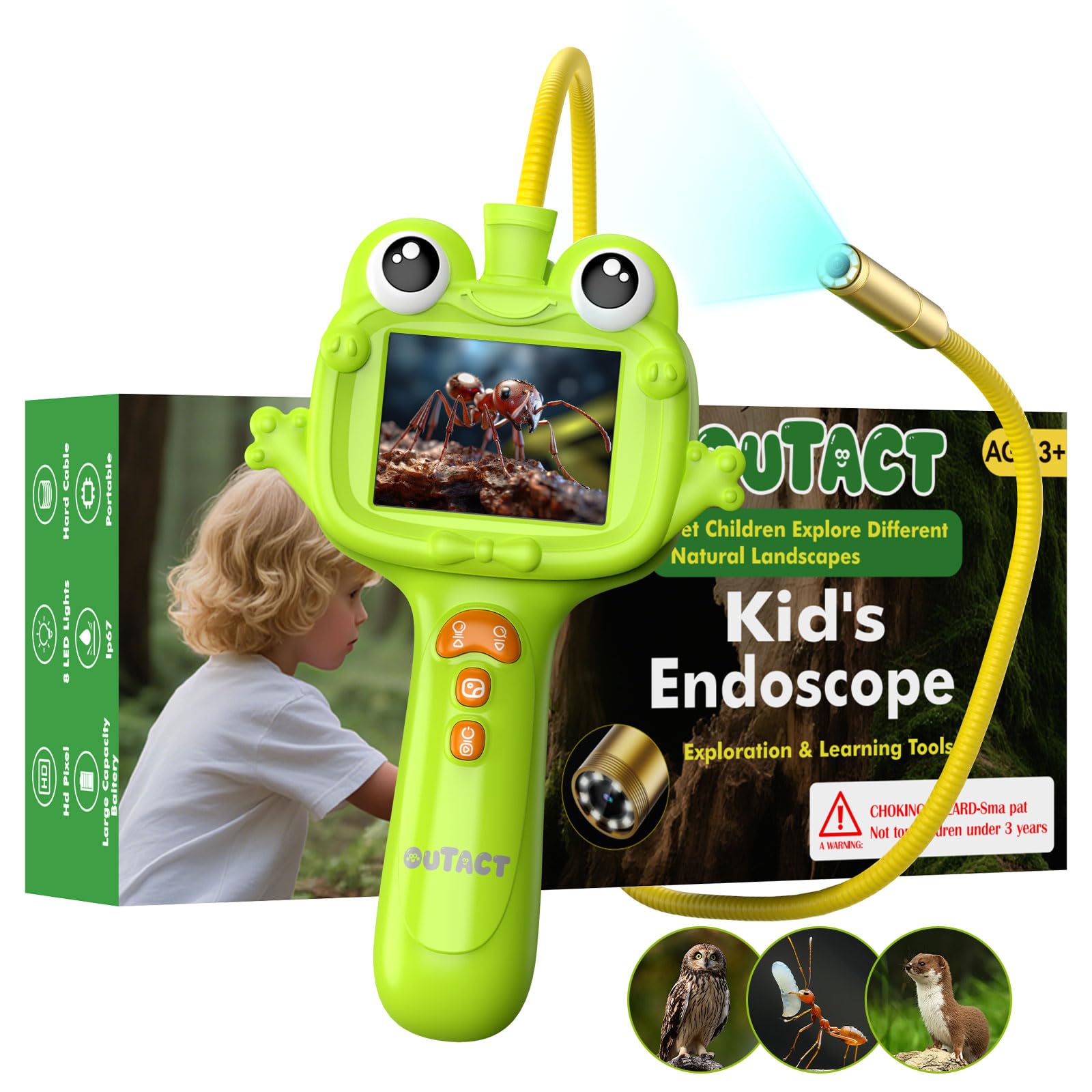 OUTACT Kids Endoscope with 2.4-inch display for real-time exploration