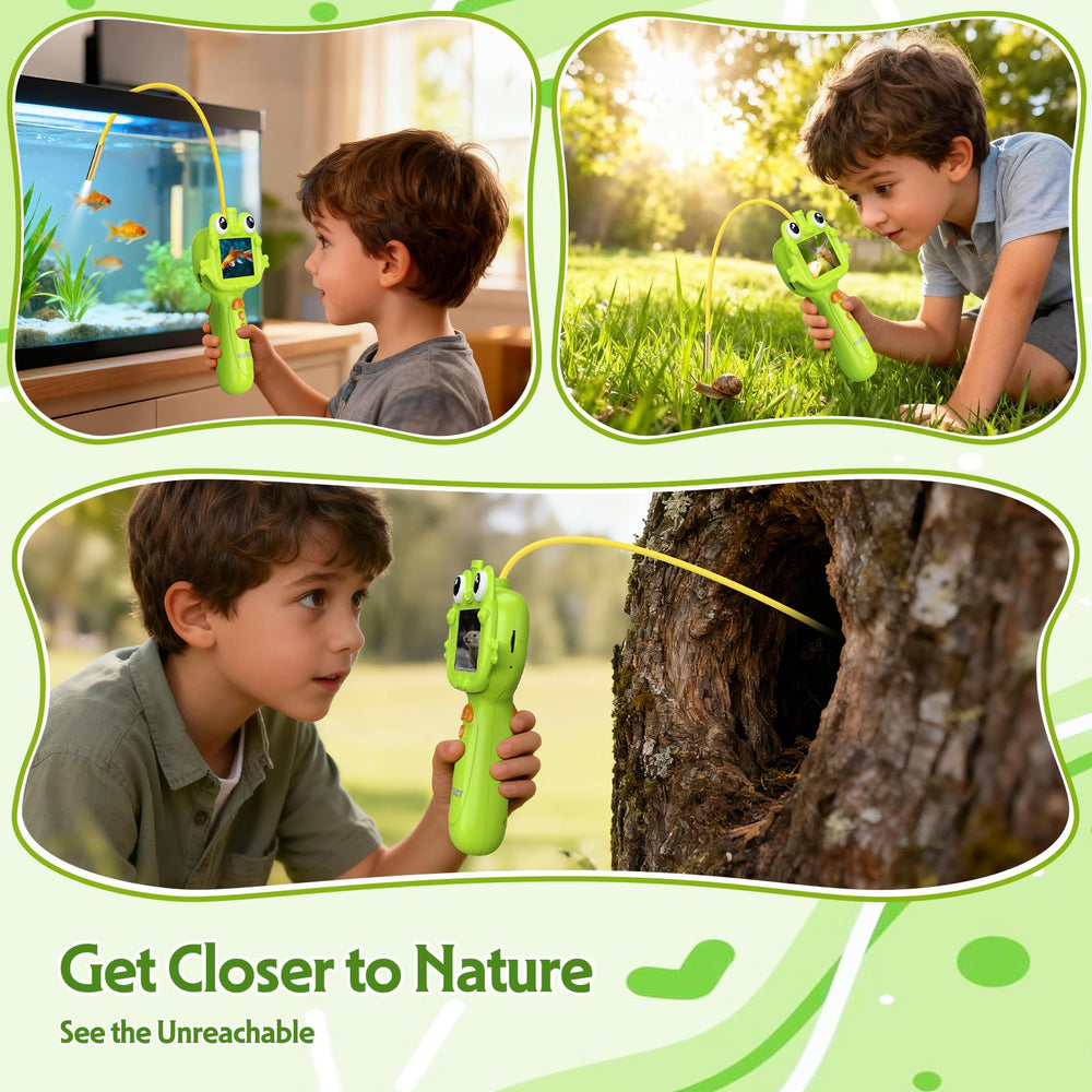 A child using OUTACT endoscope during nature exploration