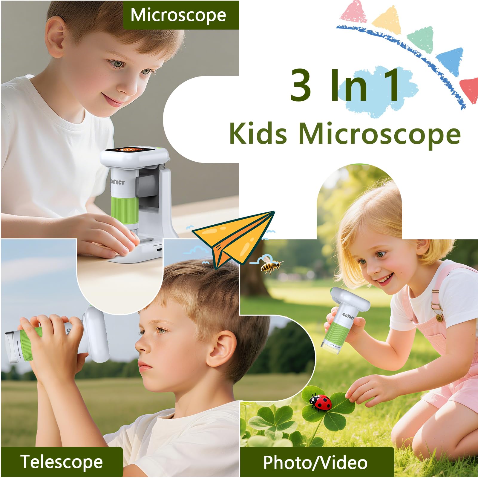OUTACT Kids Microscope desktop stand for stable classroom demonstrations.
