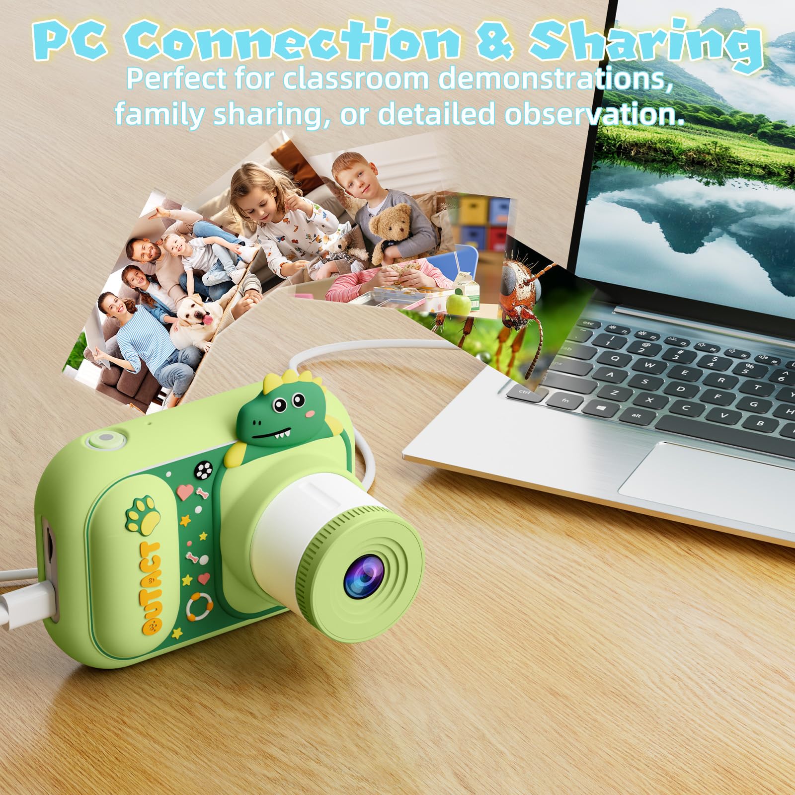 OUTACT Kids Microscope USB-C transfer makes sharing quick.