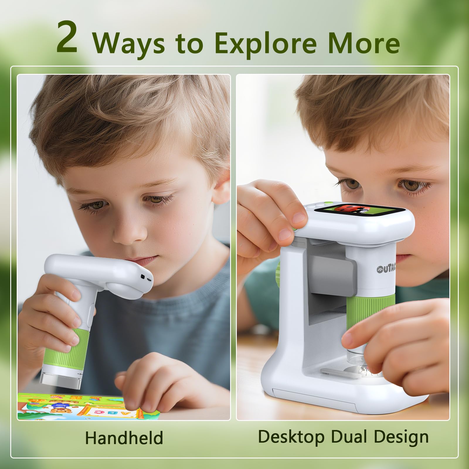 OUTACT Kids Microscope up to 1000x magnification for detailed observation.