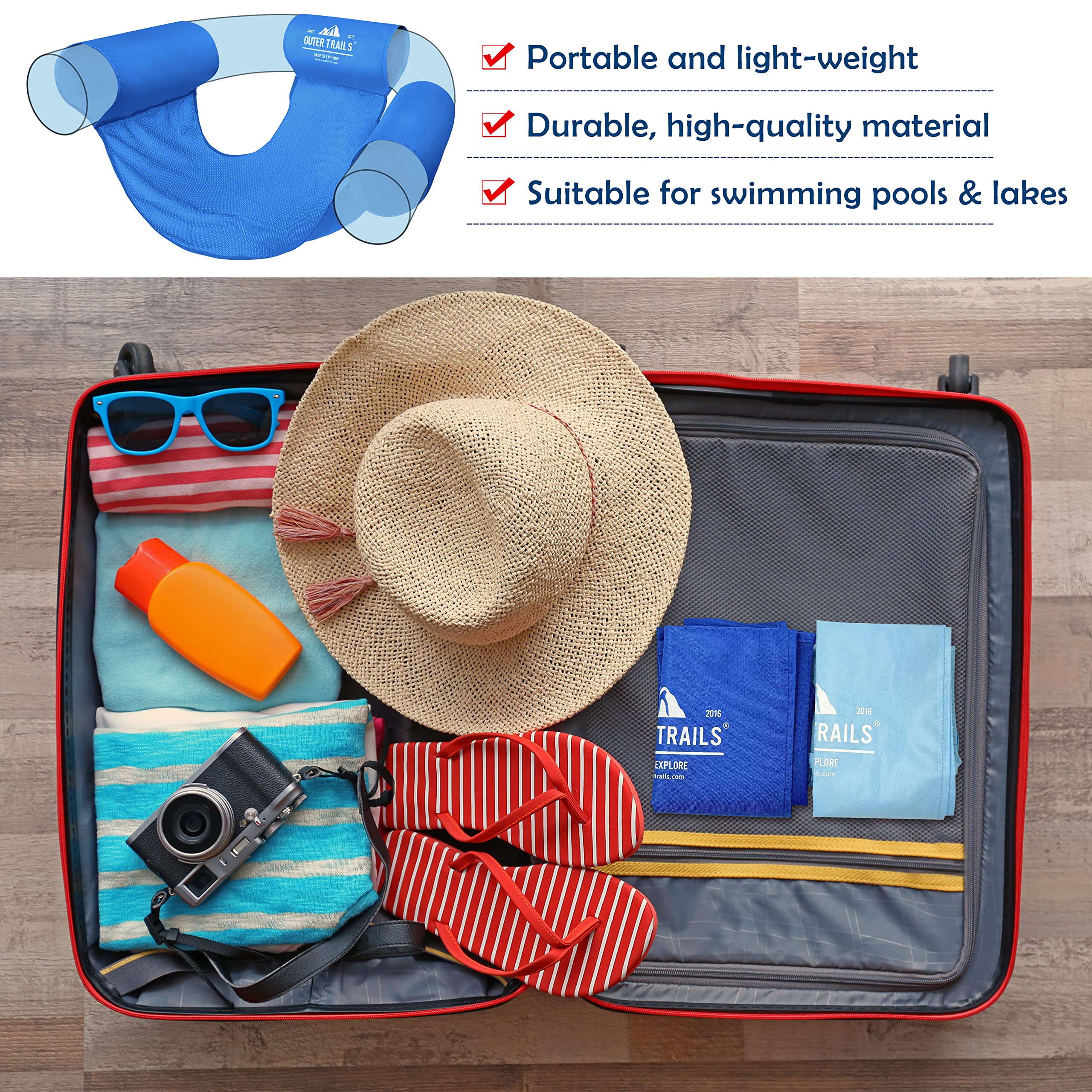 Outer Trails sling supports family use for shared poolside comfort.