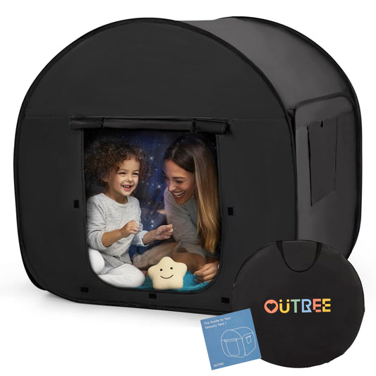 OUTREE sensory tent closed dark den for a calm daytime retreat.