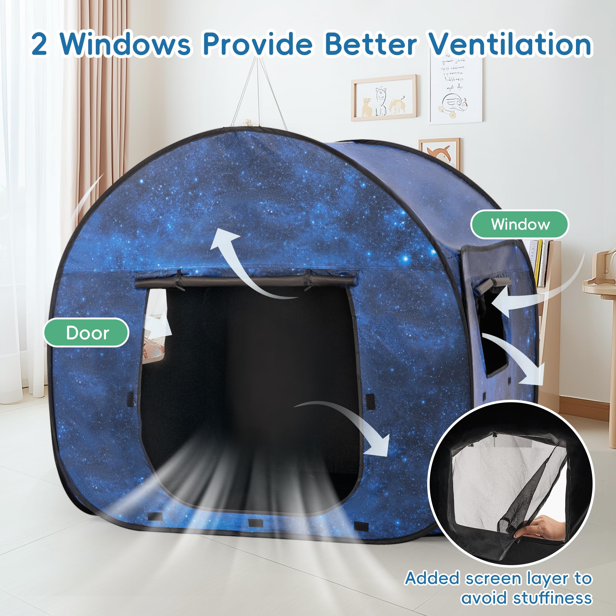 OUTREE sensory tent pop-up setup in minutes with tool-free assembly.