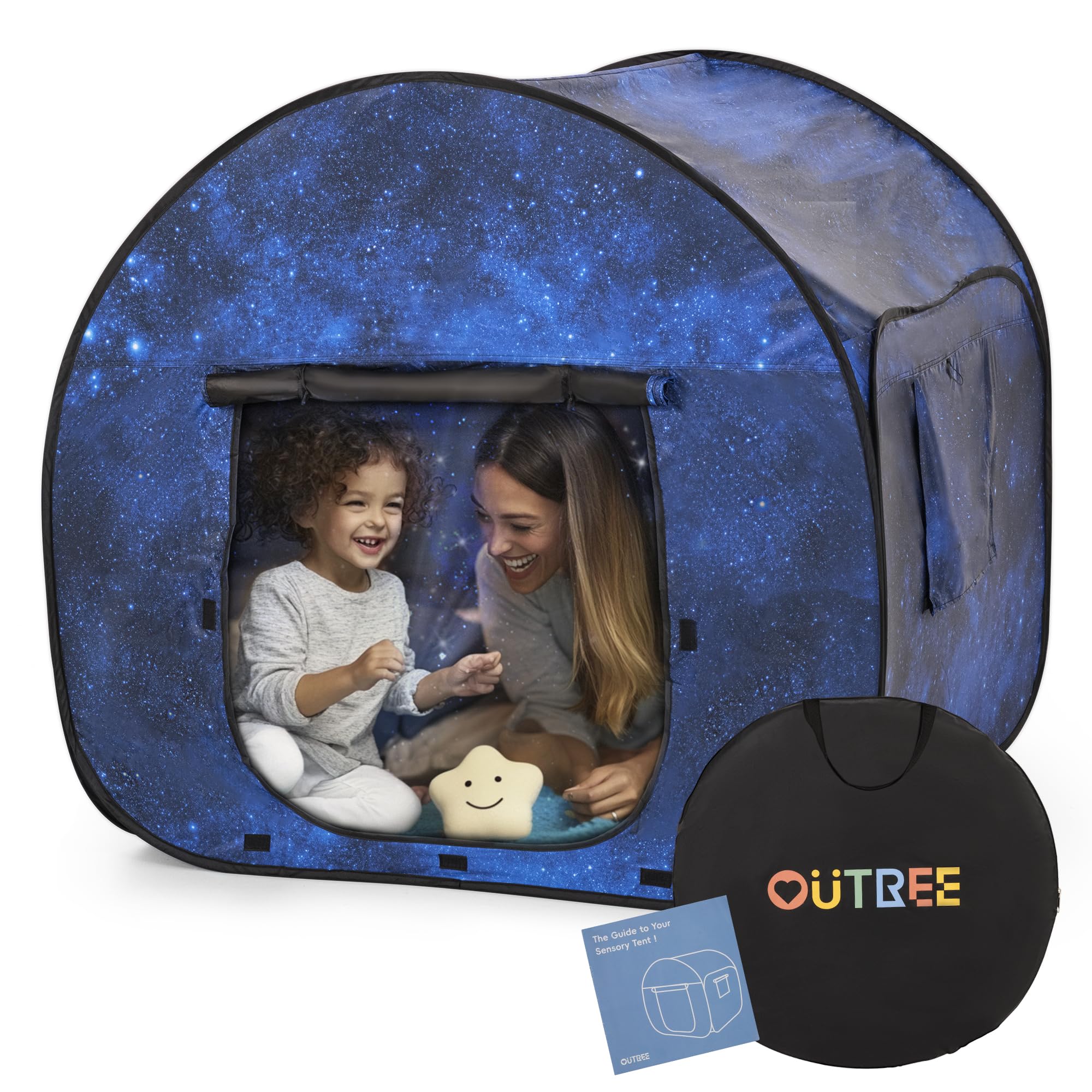 OUTREE sensory tent starry night exterior promotes calm for kids.