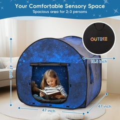 OUTREE sensory tent two-sided window with mesh for airflow and control.