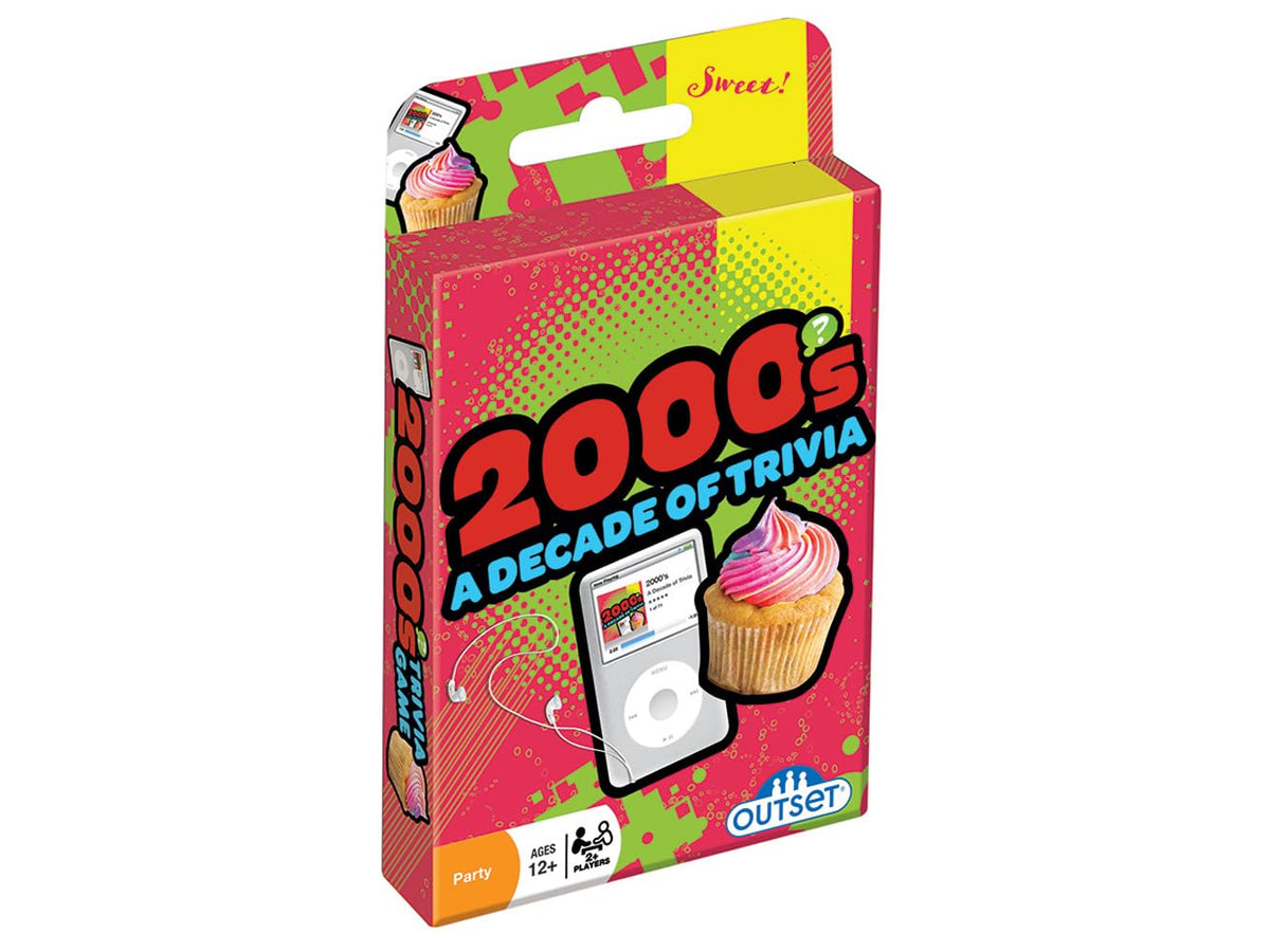 Outset Media 2000s Decade of Trivia front cover for family game night.