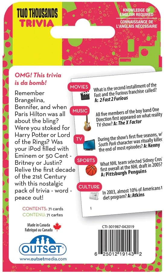 Outset Media 2000s Decade of Trivia in-play scene for on-the-go fun.
