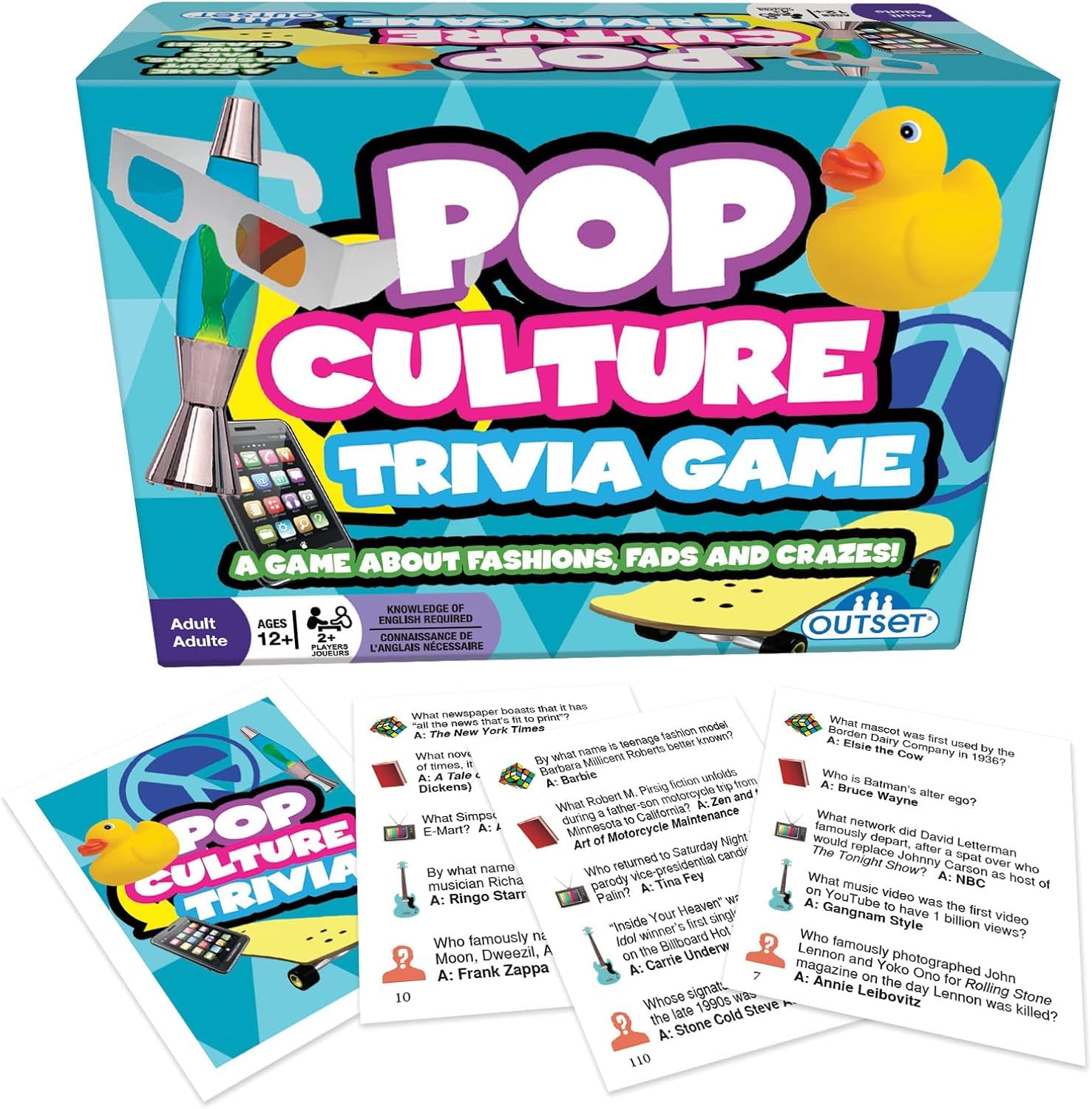 Outset Media Pop Culture Trivia card deck ready for a lively family game night