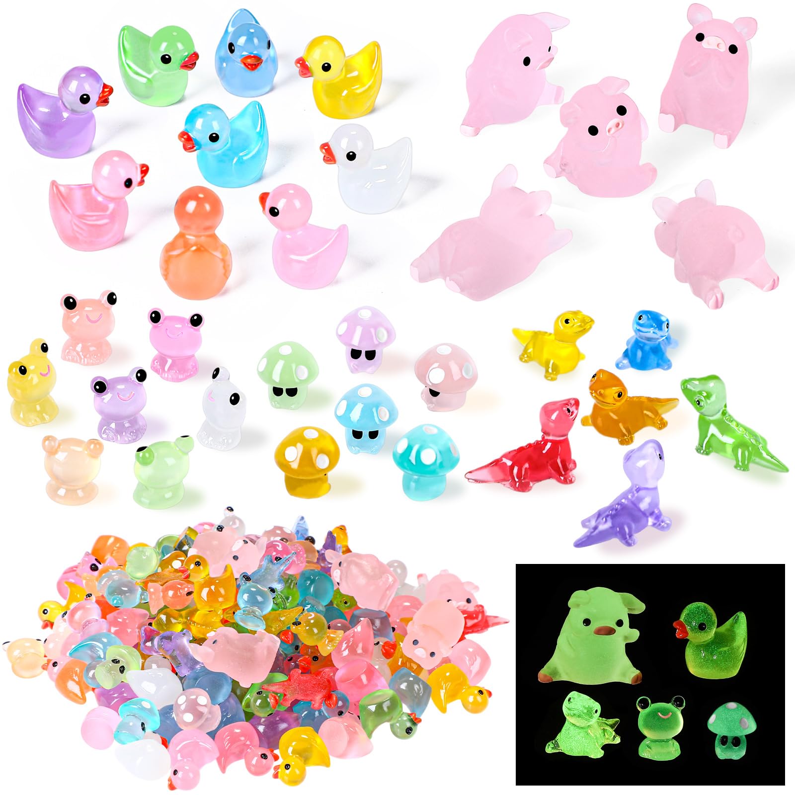 Outus luminous ducks resin figures glow in the dark for fairy garden decor