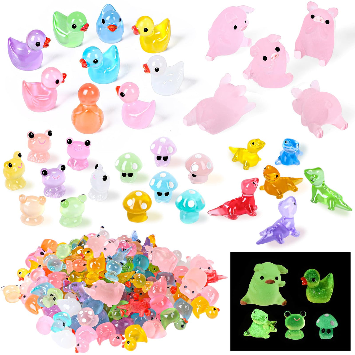 Outus luminous ducks resin figures glow in the dark for fairy garden decor