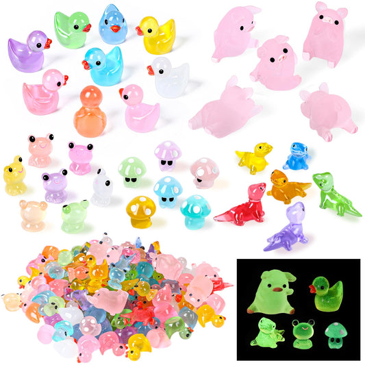 Outus luminous ducks resin figures glow in the dark for fairy garden decor