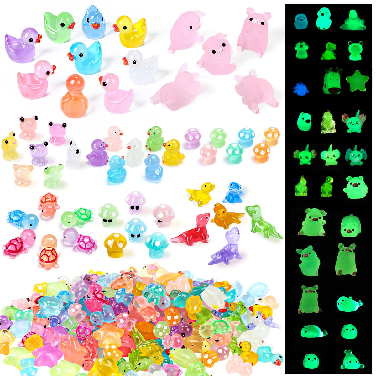 Outus luminous mini resin ducks glow at night, ideal for garden decor.