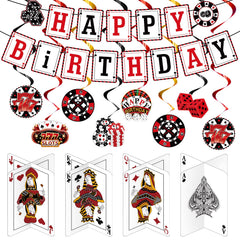 Outus casino banner for birthday party creates focal celebration and festive vibe.