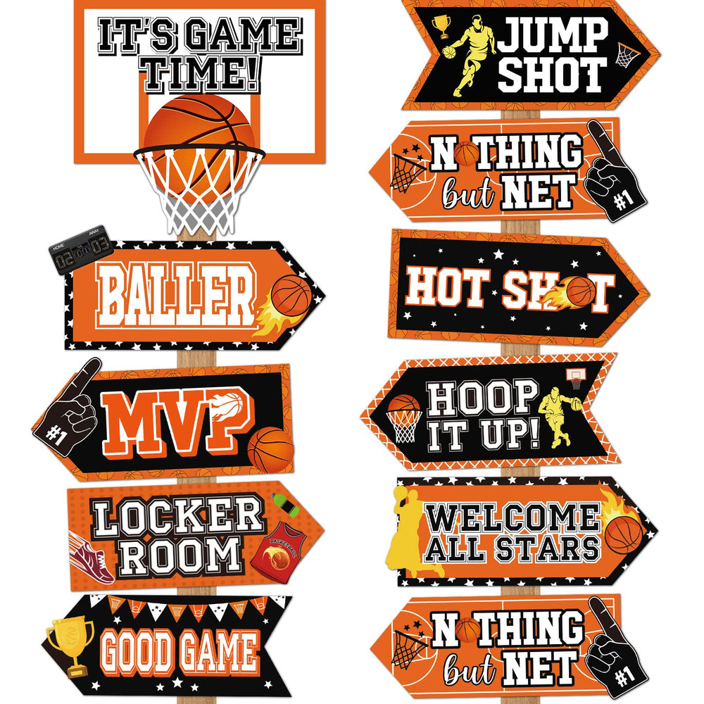 Outus basketball sign collection of 20 pieces brightens party backdrops.